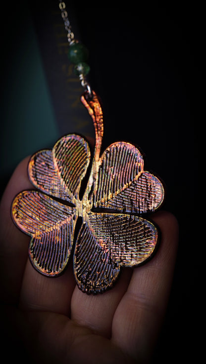 St. Patrick’s Day Lucky Four-Leaf Clover Bookmark | Handmade Electroformed Copper with Green Beads