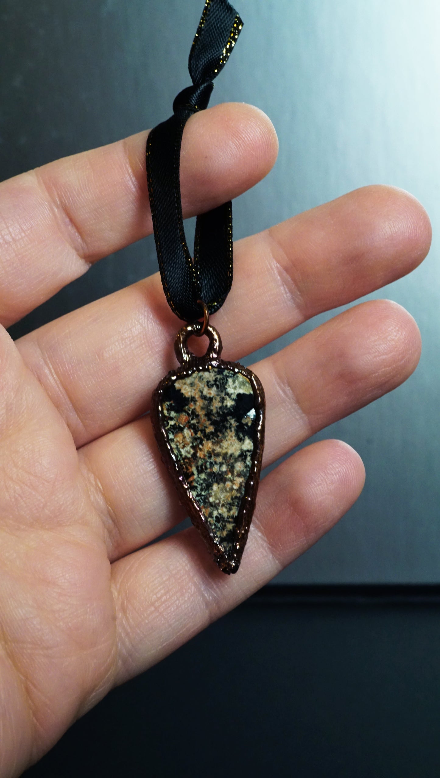 Starry Night-Flower Obsidian Crystal Ornament | Electroformed Copper Christmas Décor